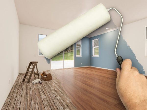 Before,And,After,Of,Man,Using,A,Paint,Roller,To